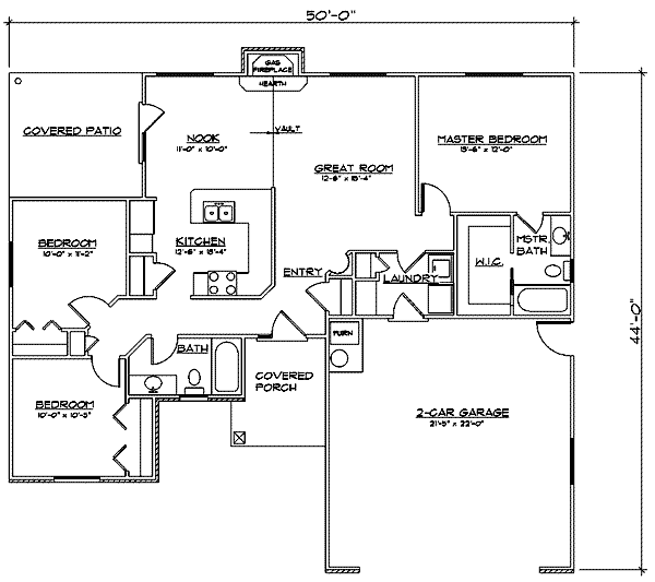 Architectural House Design - Ranch Floor Plan - Main Floor Plan #5-108
