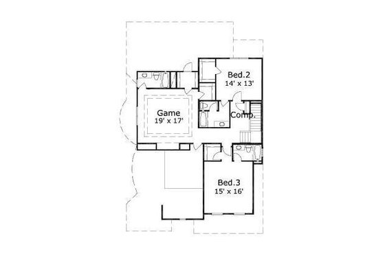 Floor Plan - Upper Floor for European House Plan #411-339 - 3 bed, 4.5 bath