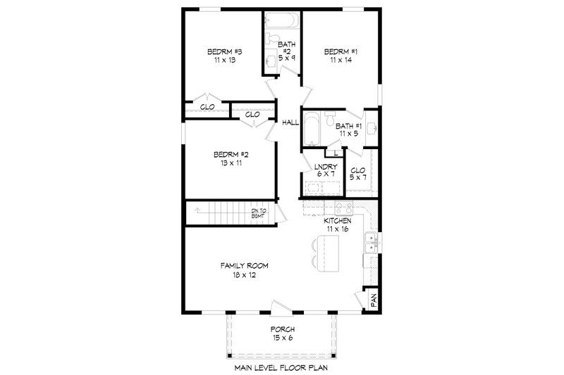 Architectural House Design - Floor Plan - Main Floor for Modern House Plan #932-894 - 3 bed, 2 bath