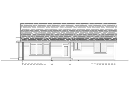Exterior - Rear Elevation for Ranch House Plan #112-267 - 2 bed, 2 bath