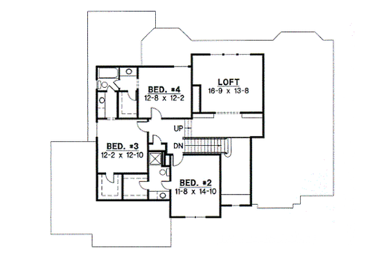 Floor Plan - Upper Floor for Traditional House Plan #67-733 - 4 bed, 3 bath