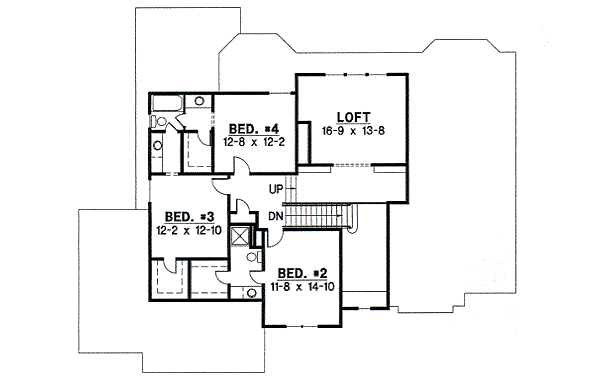 Traditional Floor Plan - Upper Floor Plan #67-733