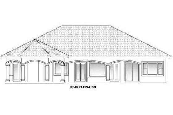 Exterior - Rear Elevation for Mediterranean House Plan #27-307 - 3 bed, 3 bath