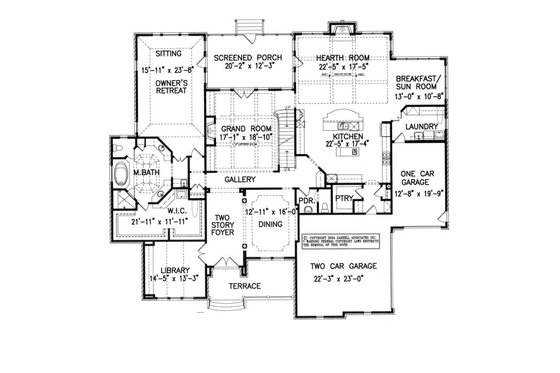 Floor Plan - Main Floor for Traditional House Plan #54-518 - 4 bed, 4.5 bath