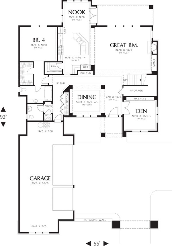 House Blueprint - Prairie Floor Plan - Main Floor Plan #48-623