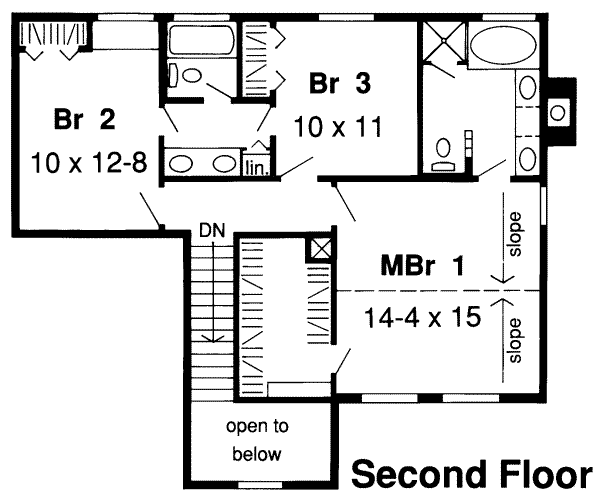 Traditional Floor Plan - Upper Floor Plan #312-534