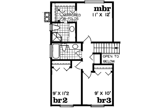 Floor Plan - Upper Floor for Traditional House Plan #47-628 - 3 bed, 2.5 bath