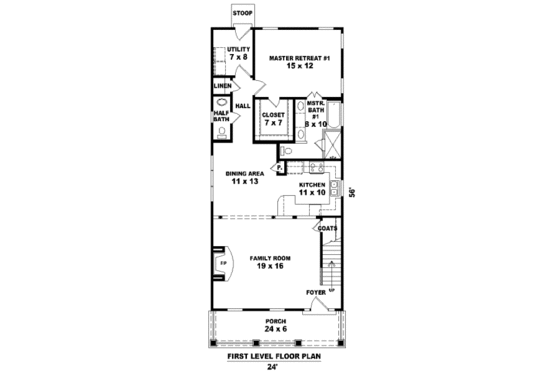 Floor Plan - Main Floor for Southern House Plan #81-13614 - 3 bed, 3.5 bath