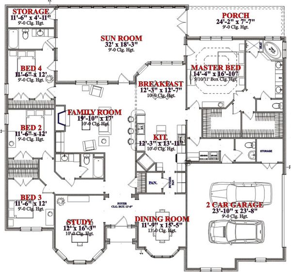 Traditional Floor Plan - Main Floor Plan #63-233