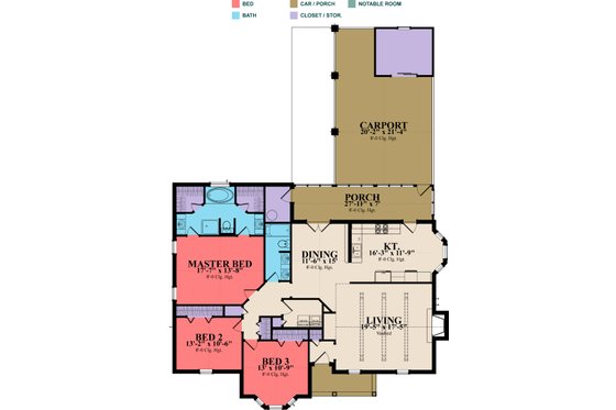 Floor Plan - Main Floor for Country House Plan #63-275 - 3 bed, 2 bath
