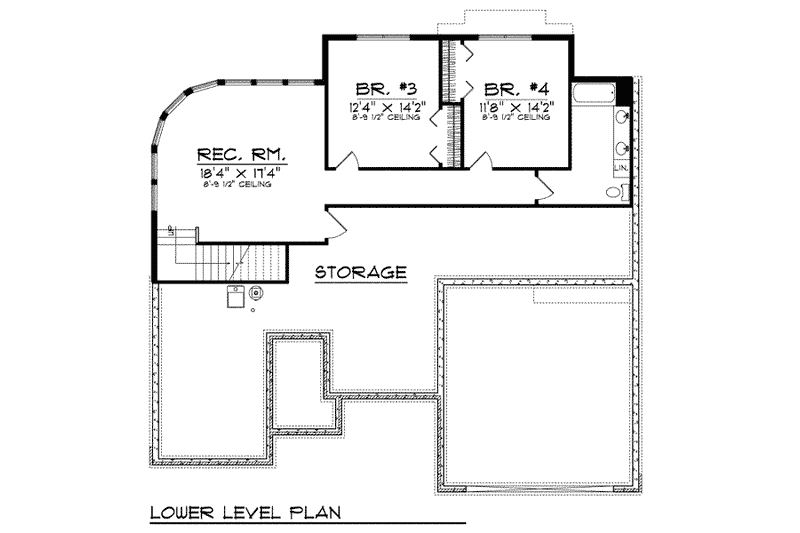 Home Plan - Floor Plan - Lower Floor for European House Plan #70-799 - 4 bed, 3 bath
