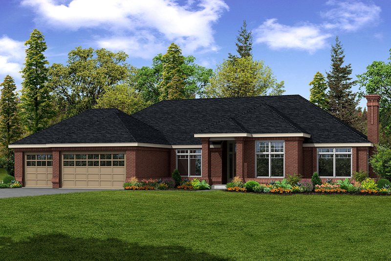 Home Plan - Exterior - Front Elevation 3 for Ranch House Plan #124-289 - 3 bed, 2.5 bath