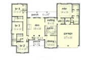 European Style House Plan - 4 Beds 2 Baths 1987 Sq/Ft Plan #16-156 