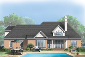 Exterior - Rear Elevation for European House Plan #929-55 - 3 bed, 2 bath