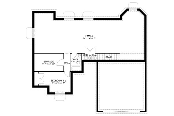 Ranch Floor Plan - Lower Floor Plan #1060-290