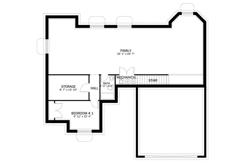 House Design - Floor Plan - Lower Floor for Ranch House Plan #1060-290 - 3 bed, 2 bath