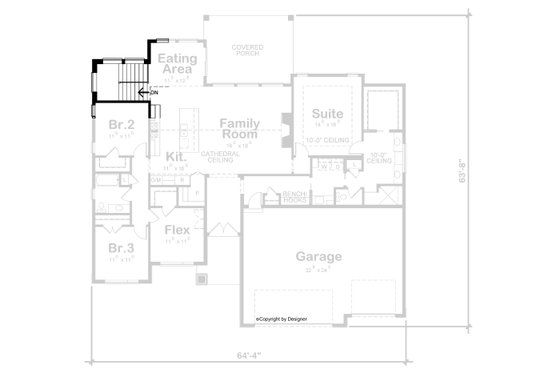 Floor Plan - Other Floor for Ranch House Plan #20-2509 - 4 bed, 2 bath