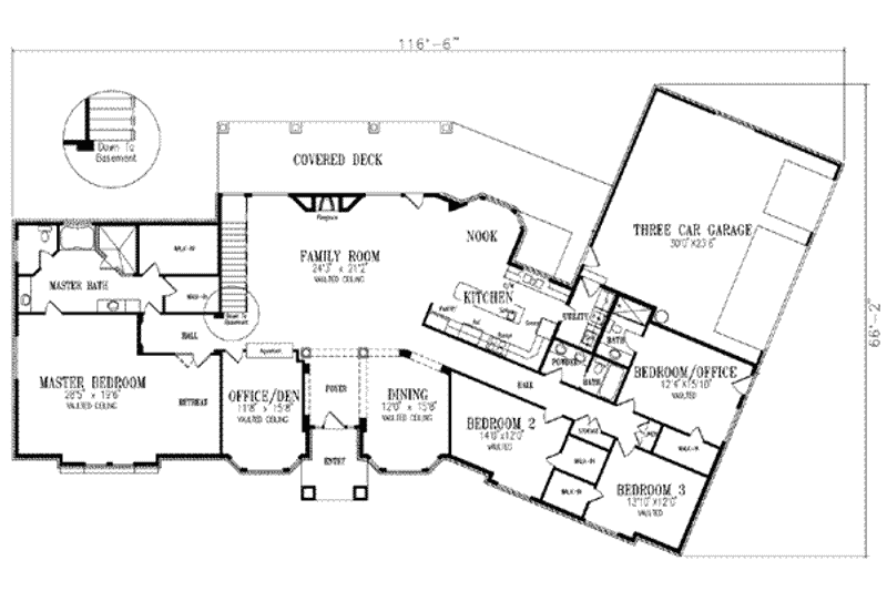 Architectural House Design - Floor Plan - Main Floor for Ranch House Plan #1-829 - 4 bed, 3 bath