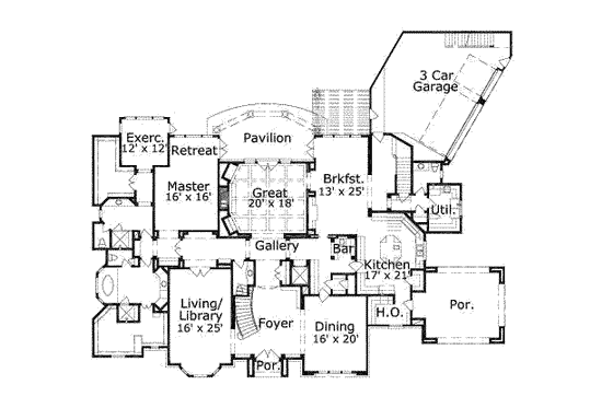 Floor Plan - Main Floor for Mediterranean House Plan #411-126 - 4 bed, 5.5 bath