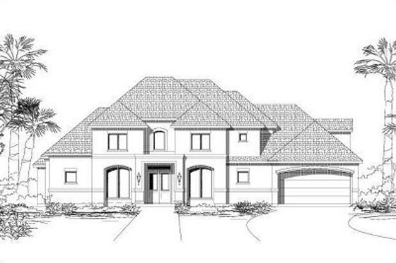 Exterior - Front Elevation for European House Plan #411-521 - 5 bed, 4.5 bath