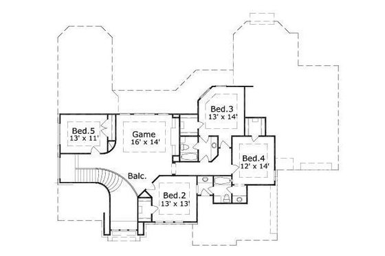 Floor Plan - Upper Floor for European House Plan #411-747 - 5 bed, 3.5 bath