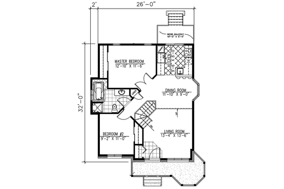 Floor Plan - Main Floor for Traditional House Plan #138-213 - 2 bed, 1 bath