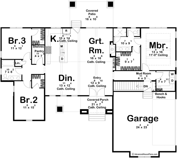 House Blueprint - Southern Floor Plan - Lower Floor Plan #455-320