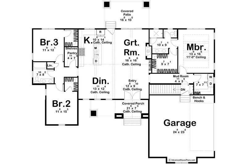 Architectural House Design - Floor Plan - Lower Floor for Southern House Plan #455-320 - 3 bed, 2 bath