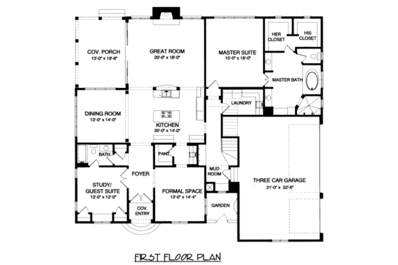 Floor Plan - Main Floor for European House Plan #413-800 - 4 bed, 5 bath
