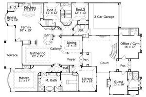 Floor Plan - Main Floor for European House Plan #411-832 - 3 bed, 3.5 bath