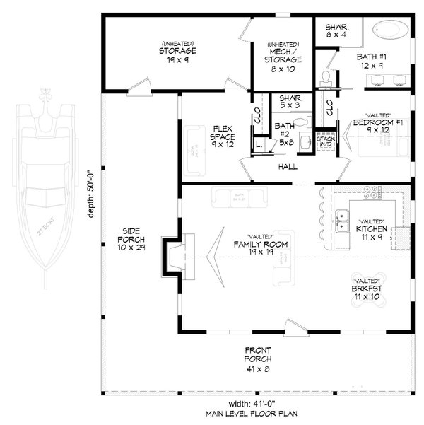 House Plan Design - Floor Plan - Main Floor for Country House Plan #932-1426 - 1 bed, 2 bath