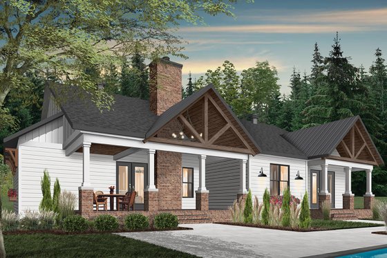 Exterior - Rear Elevation for Farmhouse House Plan #23-2689 - 4 bed, 2.5 bath