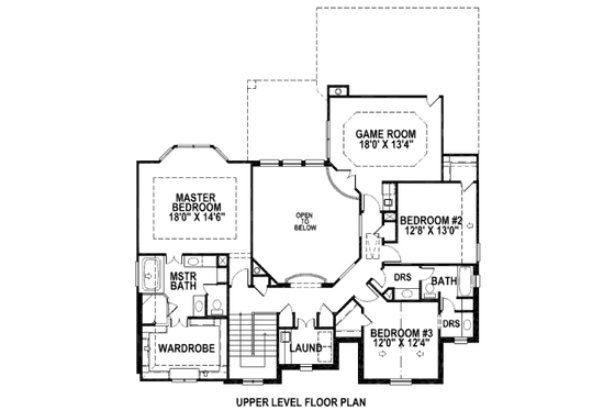Floor Plan - Upper Floor for European House Plan #141-195 - 4 bed, 3.5 bath