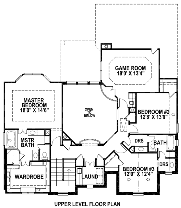 Floor Plan - Upper Floor for European House Plan #141-195 - 4 bed, 3.5 bath
