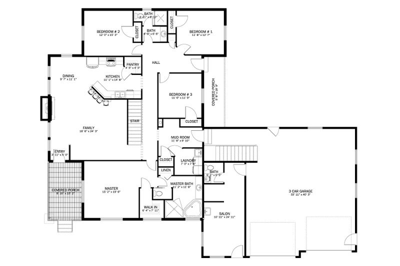Architectural House Design - Floor Plan - Main Floor for Craftsman House Plan #1060-452 - 3 bed, 2.5 bath