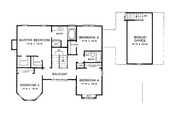 Floor Plan - Upper Floor for Victorian House Plan #10-208 - 4 bed, 2.5 bath