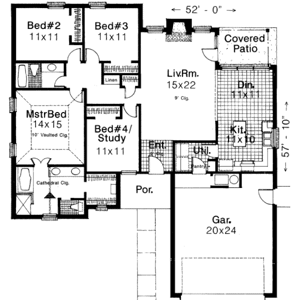 Floor Plan - Main Floor for Traditional House Plan #310-127 - 4 bed, 2 bath