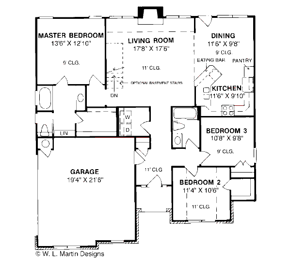 House Design - Traditional Floor Plan - Main Floor Plan #20-197