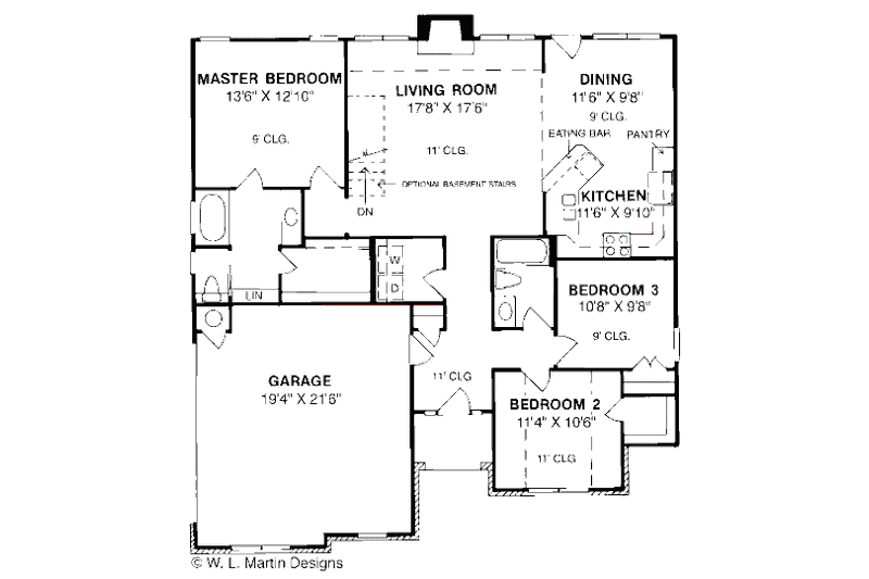 Dream House Plan - Floor Plan - Main Floor for Traditional House Plan #20-197 - 3 bed, 2 bath