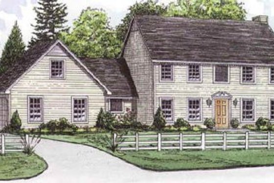 Exterior - Front Elevation for Colonial House Plan #16-209 - 4 bed, 2.5 bath
