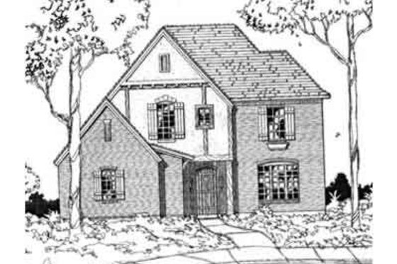 Exterior - Front Elevation for European House Plan #141-157 - 3 bed, 2.5 bath
