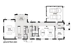 Floor Plan - Main Floor for Modern House Plan #496-2 - 4 bed, 2.5 bath