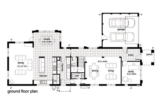 Floor Plan - Main Floor for Modern House Plan #496-2 - 4 bed, 2.5 bath