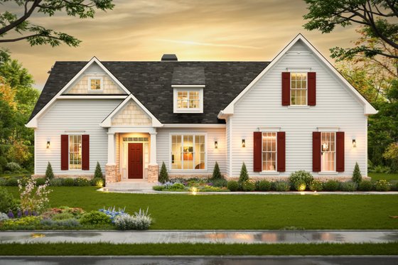 Exterior - Front Elevation for Traditional House Plan #54-693 - 3 bed, 2 bath