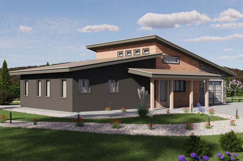 Dream House Plan - Exterior - Front Elevation 3 for Modern House Plan #1106-176 - 2 bed, 1 bath