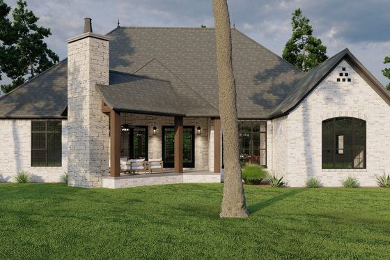 Exterior - Rear Elevation 1 for European House Plan #17-2523 - 4 bed, 2.5 bath