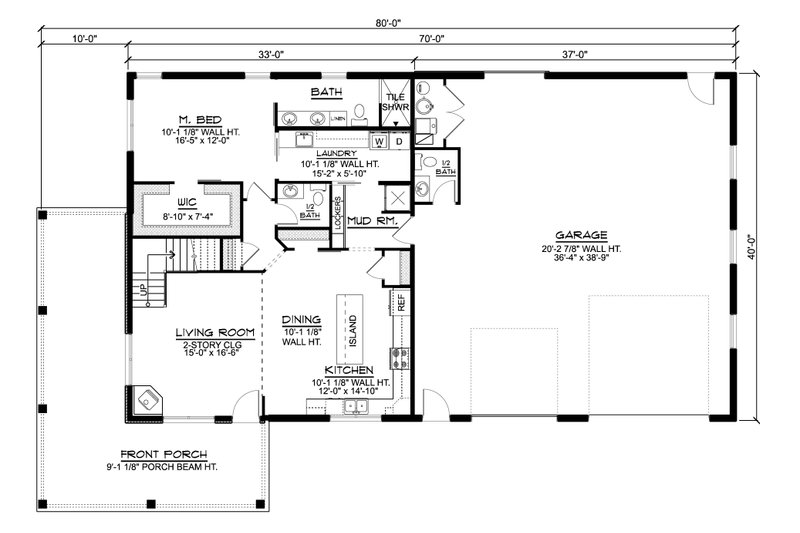 Home Plan - Floor Plan - Main Floor for Barndominium House Plan #1064-149 - 3 bed, 2.5 bath