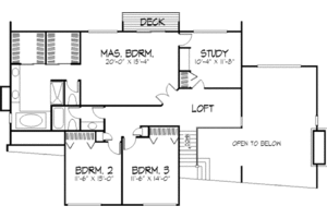 Floor Plan - Upper Floor for Bungalow House Plan #320-313 - 3 bed, 2.5 bath