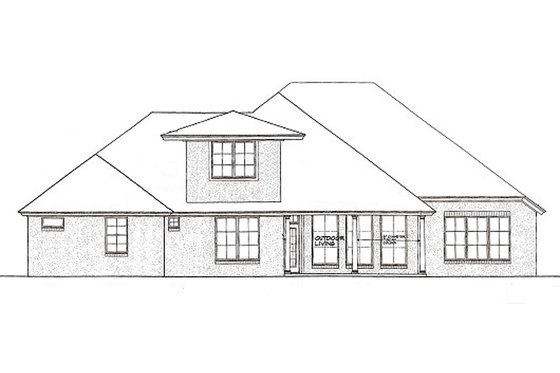 Exterior - Rear Elevation for Mediterranean House Plan #310-979 - 4 bed, 3.5 bath