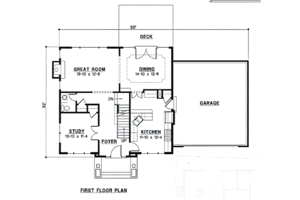 Floor Plan - Main Floor for Traditional House Plan #67-483 - 3 bed, 2.5 bath